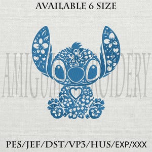 Floral Stitch Embroidery Design, Heart Flower Stitch File, Decorative Cartoon Embroidery, Lace Style Cute Character Pattern