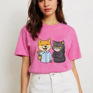 Funny Animal Graphic T-Shirt – Cute Cat & Dog Tee for Pet Lovers, Unisex Casual Shirt, Gift for Her or Him, Adorable Pet Lover Outfit