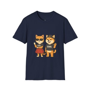 Camiseta con estampado de animales adorables: divertida camiseta con diseño de gato y perro, regalo para amantes de las mascotas, camiseta casual unisex, regalo de cumpleaños para amantes de los animales.