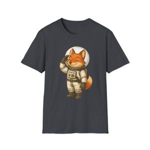 Bonita camiseta unisex de zorro astronauta: camiseta suave para amantes del espacio, divertida camiseta con estampado de zorro, regalo para fanáticos de los astronautas, ropa para niños y adultos.