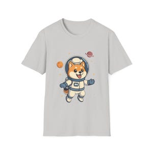 Bonita camiseta unisex de perro astronauta, divertida para amantes de los perros, ropa con temática espacial, regalo para niños y adultos, ropa informal.