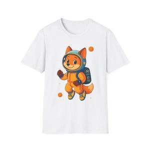 Bonita camiseta de zorro astronauta, camiseta de aventura espacial, camiseta unisex para niños y adultos, regalo divertido para amantes de los astronautas, ideal para cumpleaños y uso diario.