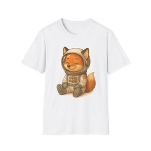 Bonita camiseta de zorro astronauta: camiseta gráfica con temática espacial, unisex para niños y adultos, ideal como regalo para amantes de los animales o para cumpleaños.