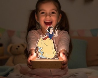 Customized Name Snow White Night Light, Personalized Chrildren Lamp, Bedroom Night Light, Funny Birthday Gift, Princess Night Light for Kids
