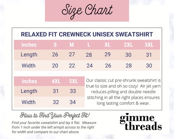 Morning Lavender Size Chart