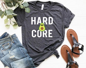 Funny Avocado Shirt, Hard Core , Avocado Gift for Avocado Toast Lover - Avocado Holic - Guacamole Keto Short-Sleeve Unisex Foodie TShirt
