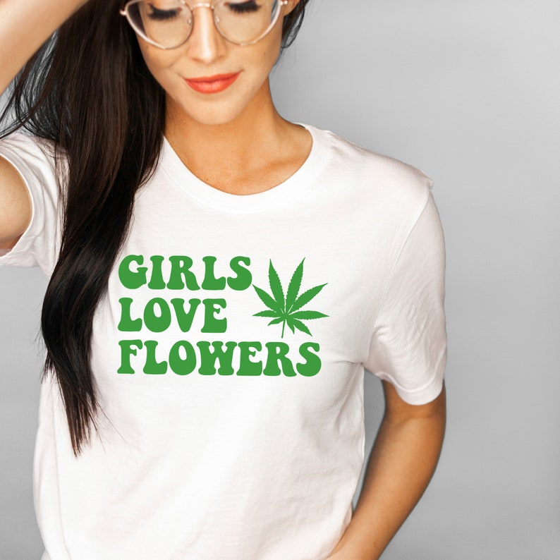 Weed Shirts for Women, Girls Love Flowers, Cannabis Funny T Shirts, Pot Leaf, Stoner Gift, 420 Devil's Lettuce Unisex Short Sleeve Tee 