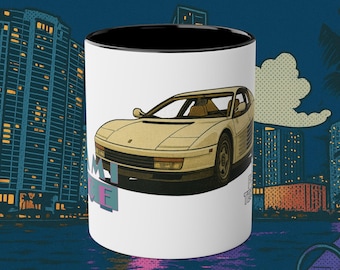 Miami Vice Ferrari Mug - 1984 Testarossa Retro 80s TV Car Gift
