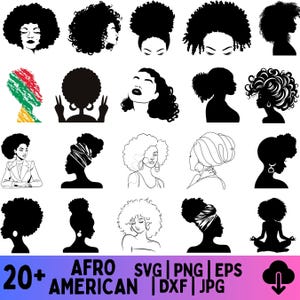 Black Woman SVG Bundle, 200 Afro Woman PNG, Melanin Queen Clipart, African American Beauty Digital Art, Feminine Cricut Cut Files