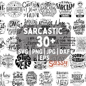 Sarcastic SVG Bundle, Funny SVG bundle, Sarcasm SVG bundle, Sassy Svg quotes shirts, Funny mom gift, Funny mom Png, Silhouette, Cricut