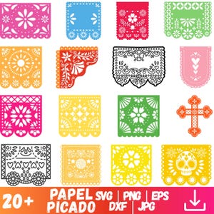 Papel Picado SVG Bundle: Fiesta Banner Cut Files (Digital Download