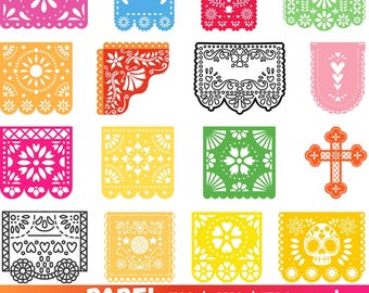 Pakiet Papel Picado SVG, pakiet Papel Picado PNG, Papel Picado clipart, pliki cięte Papel Picado SVG, baner Papel Picado, trznadel Fiesta