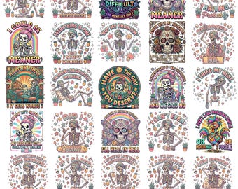 Funny sarcastic skulls sublimation bundle, Adult humor PNG, Sarcastic bundle PNG, Funny skeleton bundle png