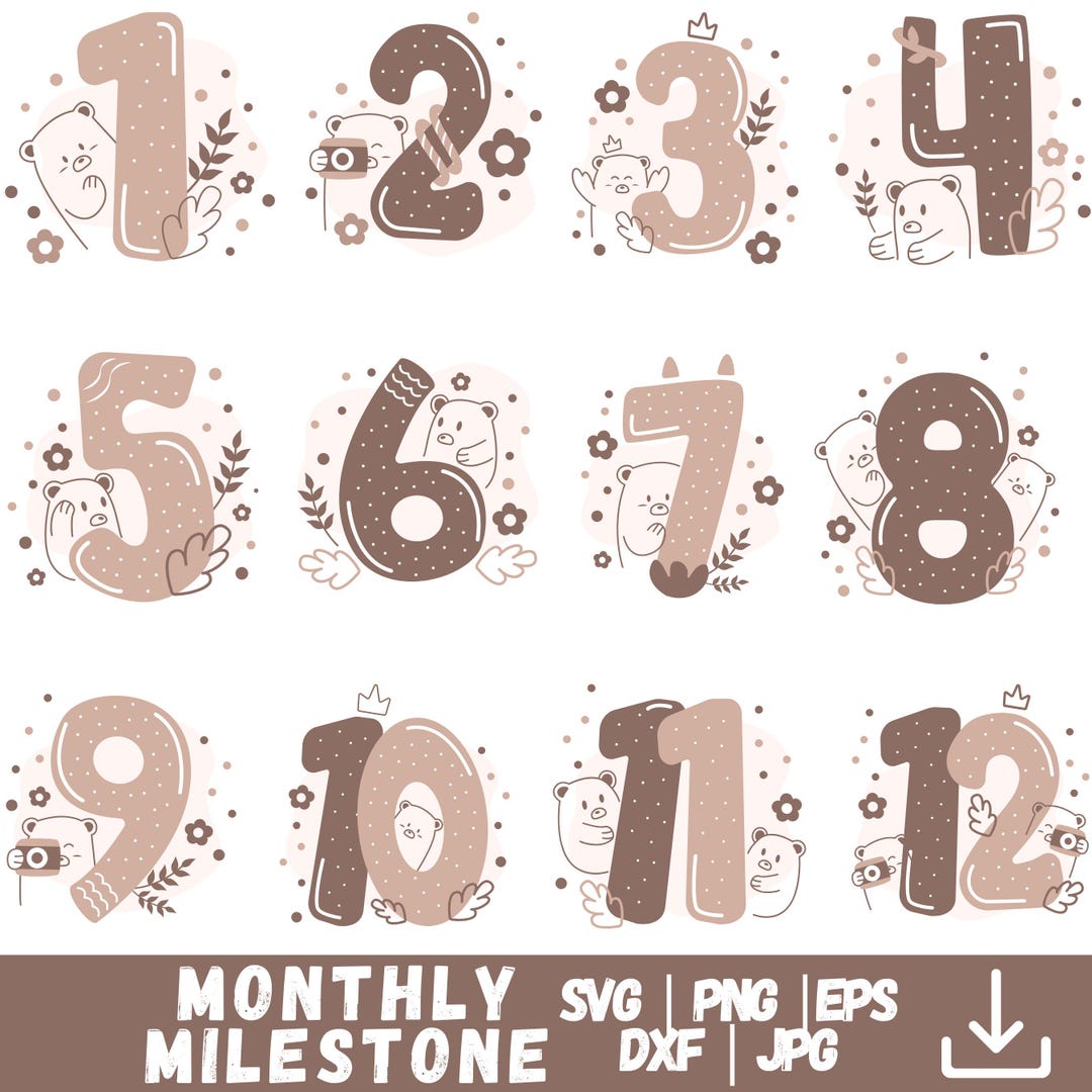 Baby Monthly Milestone Svg Bundle , Baby Monthly Milestone Rounds SVG ...