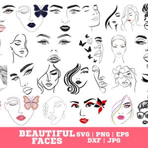 Woman Face SVG Bundle: Lips, Eyes, Lashes (Digital Download for Cricut)