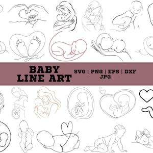 Baby Line Art\ Child\ Baby\ Newborn Toddler\ Line Drawing\ Instant Digital Download\ Laser Cutting File\ SVG\ PNG file