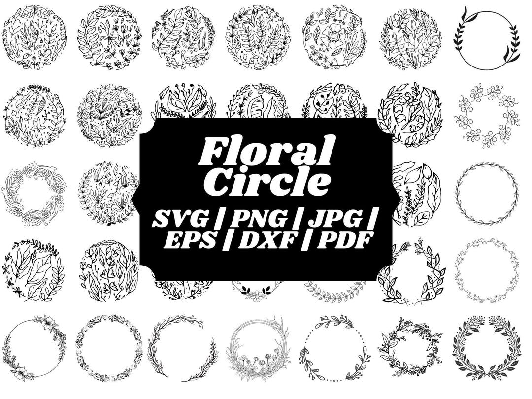 Floral Wreath SVG Bundle: Wedding Monogram, Circle Frame (digital ...