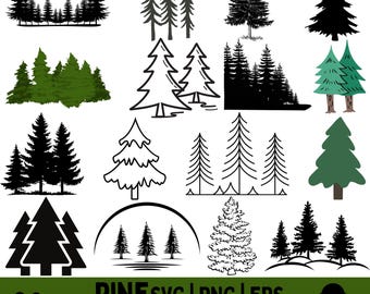 Pine Tree SVG Bundle | Evergreen Tree Clipart, Forest Silhouettes | Cut Files for Cricut and Silhouette - png, eps, dxf Formats