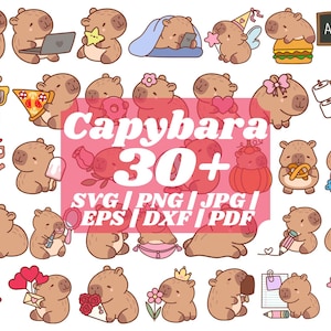 Cute Capybara SVG Bundle,Kawaii Capybara Clipart,Instant Digital Download for Cricut & Silhouette,High-Quality Printing,Animal Illustration