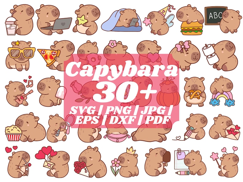 Printable Wall Art,Design for t-shirt,Silhouette,Capybara Clip Art,Capybara Shirt Png,Capybara Cute Png,Cartoon SVG,Capybara Cartoon Svg,Kawaii Capybara,Capybara Stickers,Cute Capybara SVG,Sweet Animals Svg,Kids Designs SVG