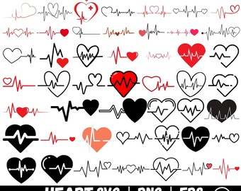 Heart beat svg bundle, Heart beat svg, Heartbeat Svg, Medical Clipart,Stethoscope Health Heart Nurse Paw Cardiogram ekg svg,cut files cricut