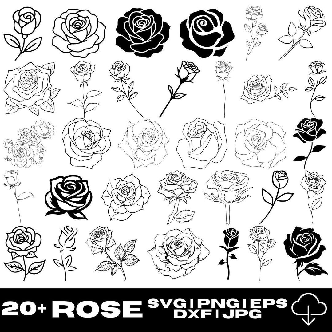 Rose Bundle, Flower Svg, Floral Svg, Flower Bundle Svg, Botanical Svg ...