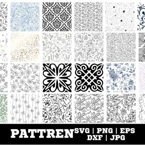 Bundle SVG motif floral, Pack Floral Vector Design pour Cricut, Silhouette, découpe laser - PNG, DXF, Eps inclus