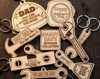 Father's day SVG keyring bundle - Laser cut digital file - Glowforge, Cricut, Lightburn