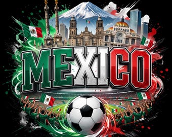 Mexico Soccer PNG tshirt, Mexican Football Graphics Colorful trendy, World Cup Fan Designs, Futbol Lover Sublimation Digital Download