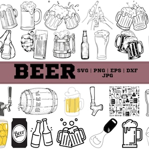 ÖL SVG-PAKET, öl Clipart-paket, öl Svg för Cricut, ölflaska svg, ölmugg svg, alkohol Svg, hantverksöl Svg, drickssvg.