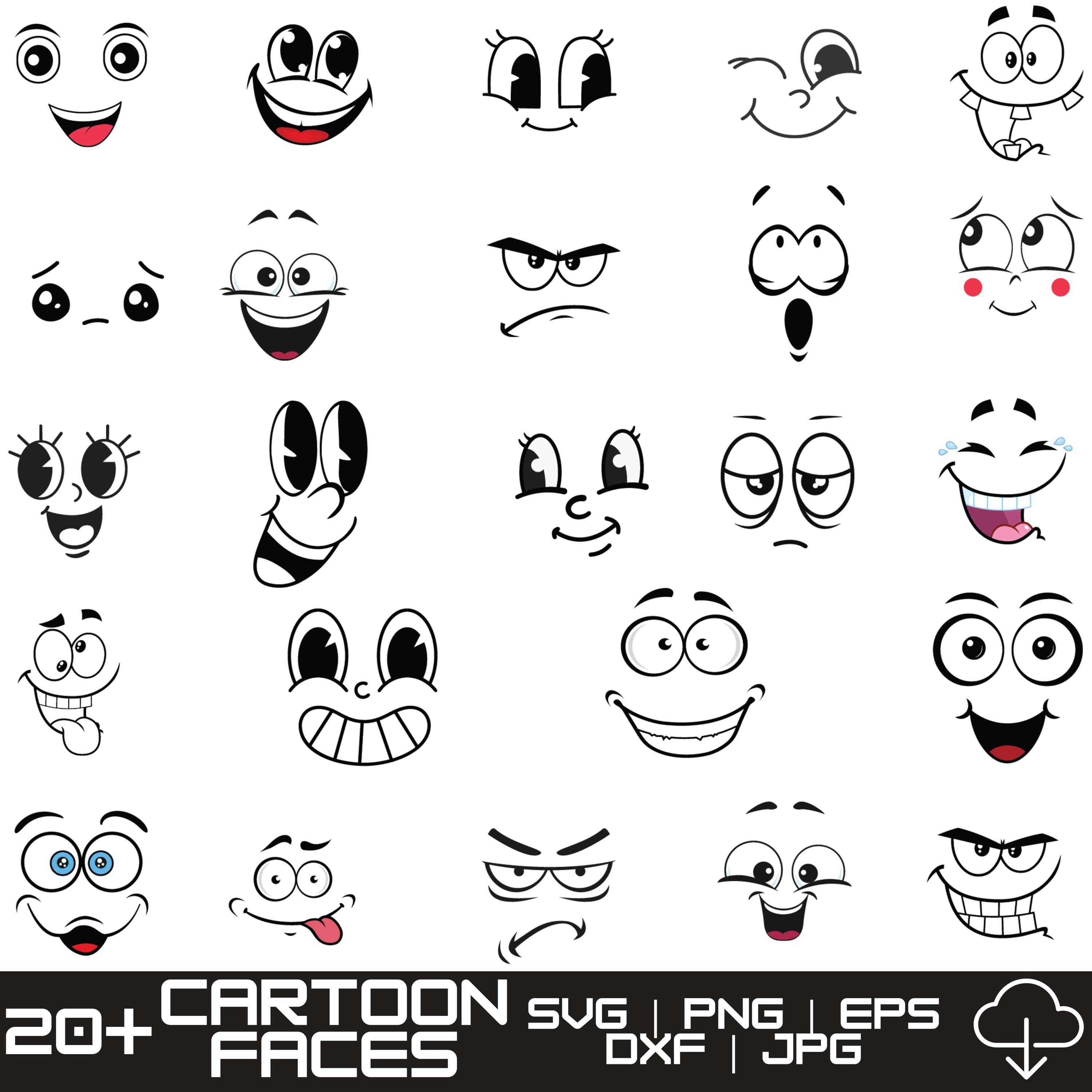 Cartoon Emotion Face Svg, Emoji Faces Svg, Eyes Svg, Cute Faces Svg ...