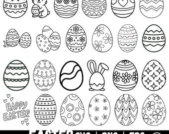 Easter Egg Bundle SVG PNG Files | Easter 2025 Cut Files | Easter Egg Silhouette Vector Files | Happy Easter Vector | Cute Easter Egg clipart