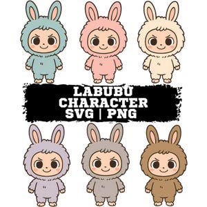 Labubu Designs Bundle, Labubu Clipart, Labubu PNG, Cute Labubu Vector, Cartoon Character, Cricut Cut Files, Digital Download, Labubu