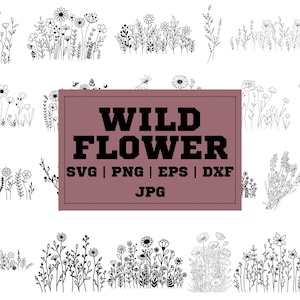 Bundle Svg fleurs sauvages, fleur svg, svg floral, bouquet de fleurs minimaliste, floral svg, svg botanique, svg nature, svg de croquis de fleurs