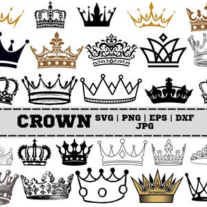 Royal Crown SVG Bundle: King, Queen, Princess Tiara (Digital Files for Cricut, Silhouette