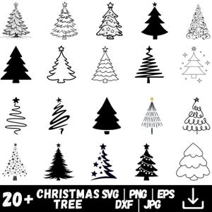 Julgran Svg Bundle, Jul Svg, Julgran Clipart, Julprydnader Svg, Julgran Silhuett, Png, Direkt Nedladdning