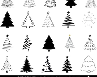 Christmas Tree Svg Bundle, Christmas Svg, Christmas Tree Clipart, Christmas Ornaments Svg, Christmas Tree Silhouette, Png, Instant Download