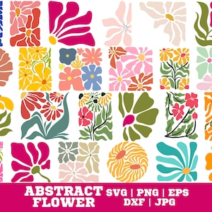 Abstract flower svg and png bundle, danish flower svg, retro flower svg, boho flower svg, floral png, boho floral png svg, groovy flower svg