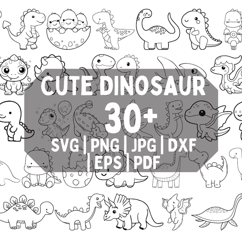 Cute Dino Svg Clipart - Etsy UK
