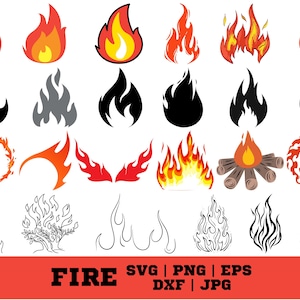 Fire Flames SVG Bundle: Clip Art Graphics (Digital Download)