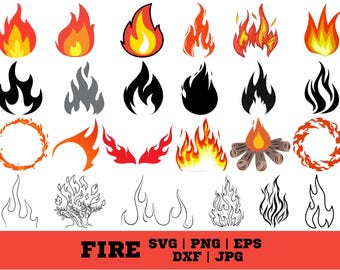 Fire Flames SVG Bundle: Clip Art Graphics (Digital Download)