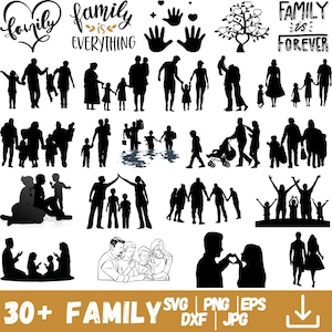 Family SVG Bundle, Family PNG Bundle, Family Clipart, Family SVG Cut Files for Cricut, Father & Children svg, Family Silhouette, Father svg