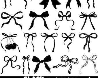Black Bow Svg Bundle, Ribbon Bow Svg, Coquette Bow Svg, Bow Tie Svg, Ribbon Bow Clipart, Svg Files For Cricut, Instant Download, Silhouette