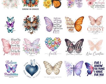 Butterfly Christian Bundle Png Bundle, Jesus Png, Faith Bundle Png, God Png, Bible Verse Png, Religious Png, Butterfly Sublimation PNG