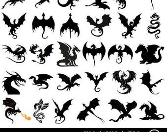 Dragon SVG Bundle, Dragon Vector, Dragon Clipart, Dragon Silhouette - digital download svg, eps, png, svg files for cricut
