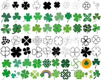 Clover Svg Bundle, Clover PNG Bundle, Shamrock Cricut Design, Clover Leaf Saint Patricks Day Clipart, Lucky clover svg, St patricks day svg