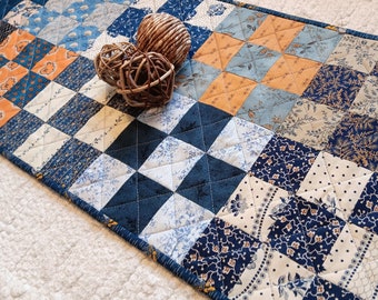 Quilted Primitive Table Runner 36 x 12.5 Topper Primitive Rustic Country Farmhouse Patchwork