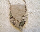 Elven Inspired Pixie Woodland Vegan Fabric Cross Body Cell Phone Bag with Leaf Flap