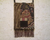 Crossbody Bag Boho Gypsy Retro Hippie Fringe Vegan Velvet Elephant Recycled Fabric Messenger