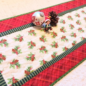Quilted Table Runner 43x 14 Christmas Winter Holiday Modern Bright